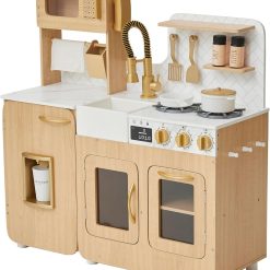 LittleChef™ Premium Kids Wooden Play Kitchen – Interactive Pretend Play Set