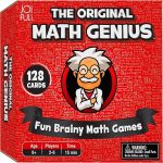 Family sitting around a table playing the MathGenius educational math board game