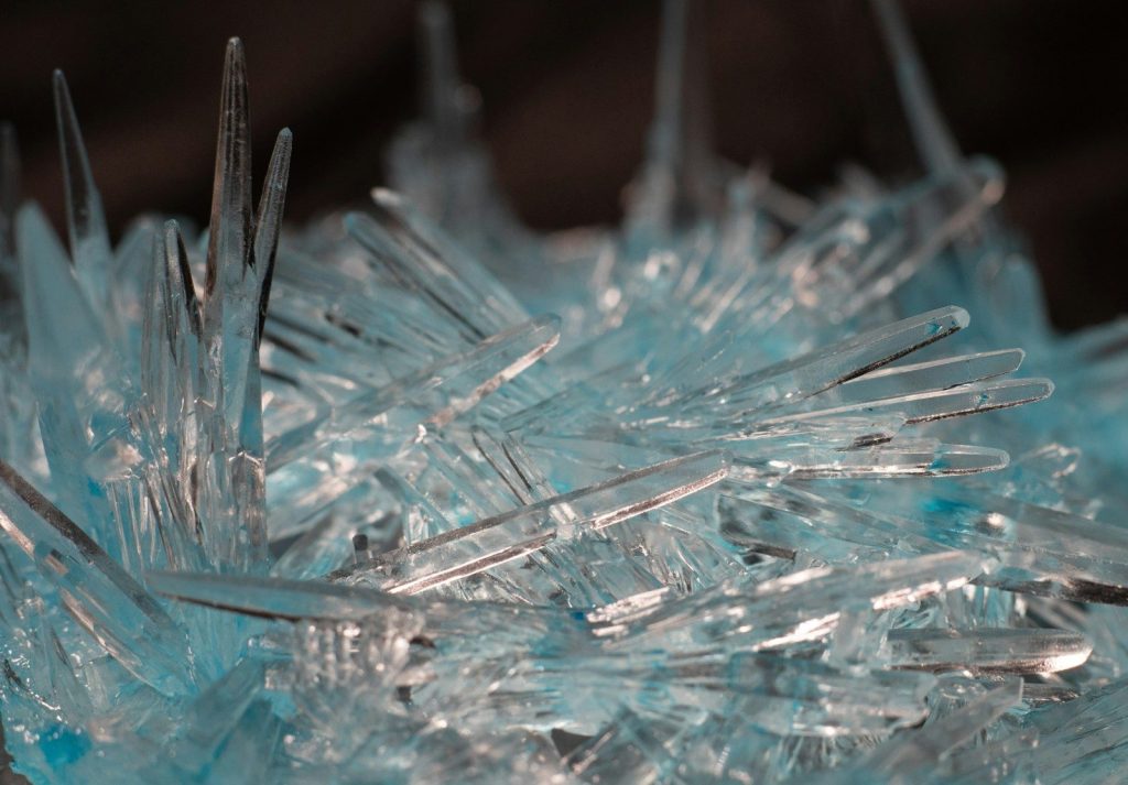Beautiful icicle-like structures demonstrating natural crystal formation